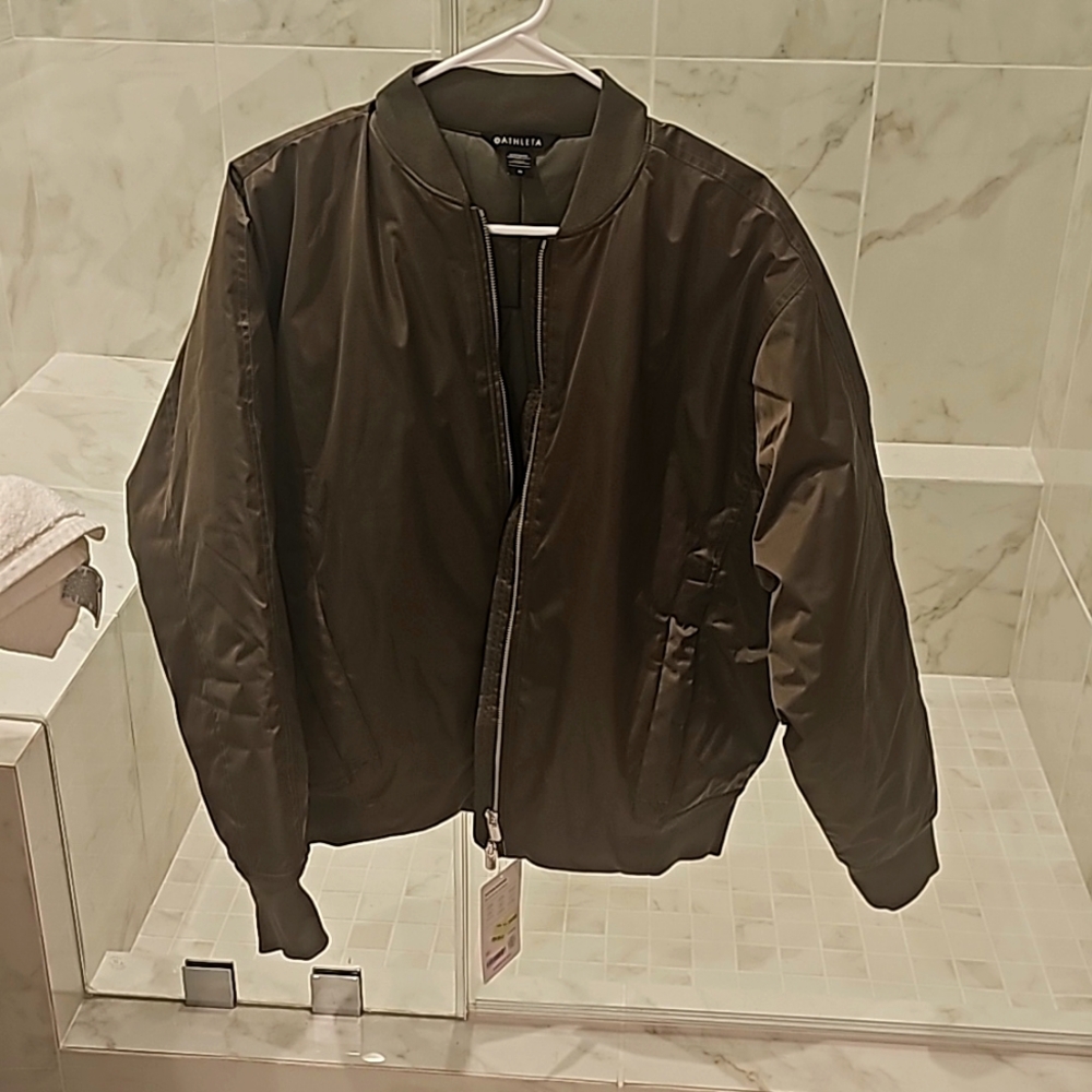 Athleta sateen bomber jacket Medium
